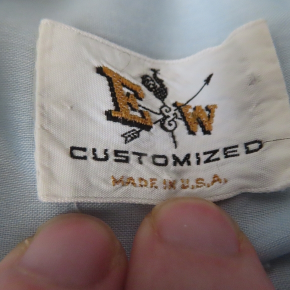 Vintage rare 1950s 60s Rockabilly Shirt E&W Customized blue short sleeve M - Picture 5 of 7